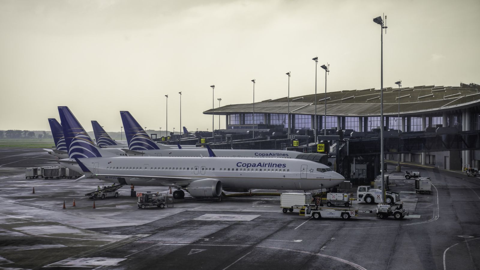 Copa Airlines Boeing 737 jets at Terminal 2 of Tocumen International Airport, Panama City