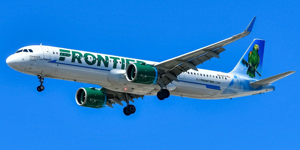 Frontier Airlines Airbus A321neo N636FR "Savannah the Yellow-Headed Amazon" landing at Las Vegas