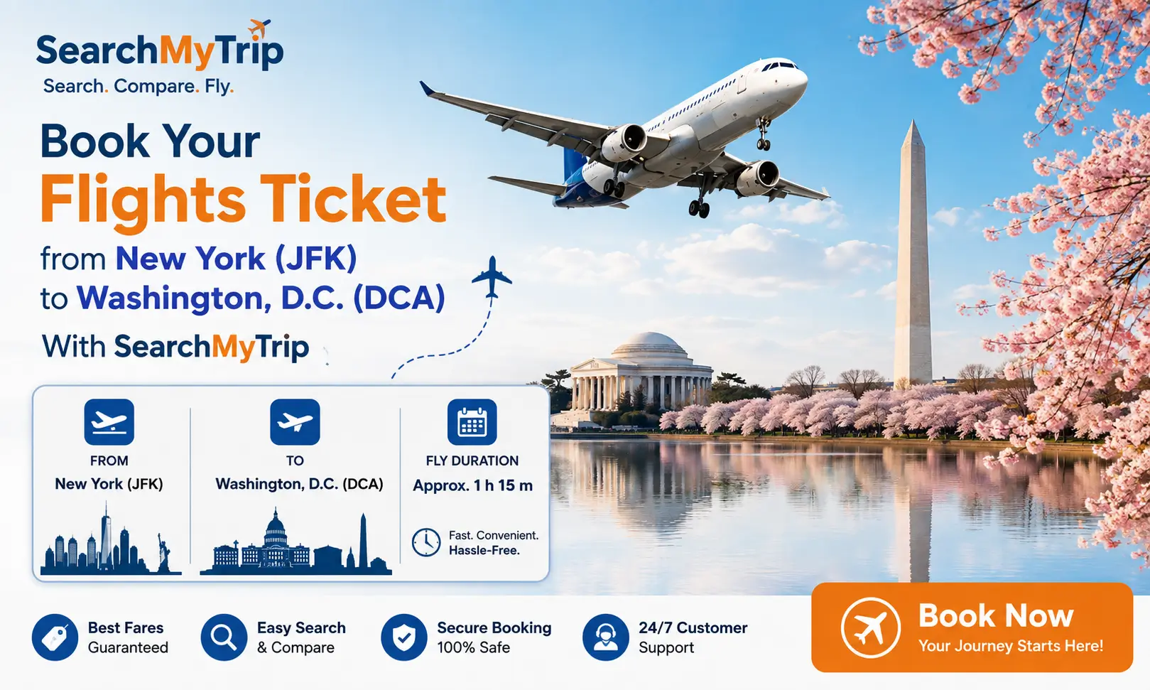 Book Your Flights Ticket from New York (JFK) to Washington